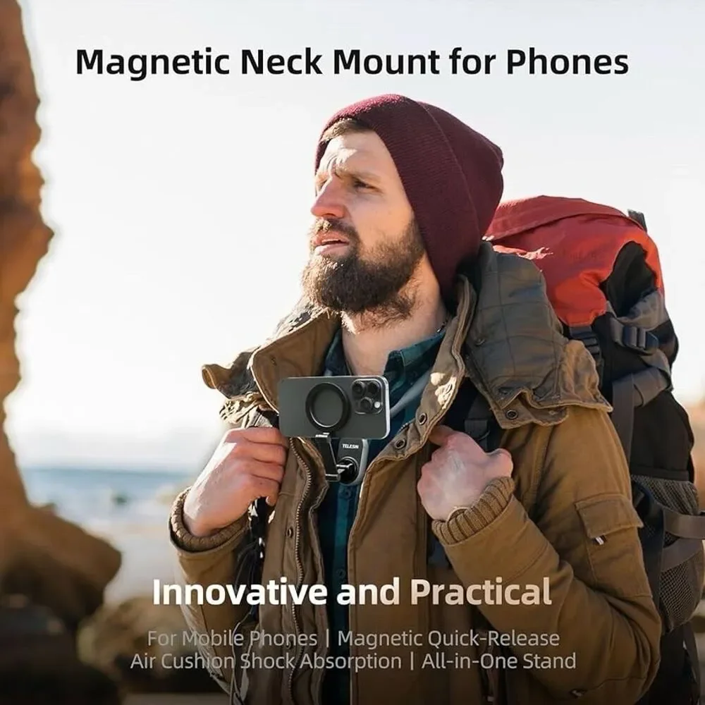 Telesin Magnetic Neck Mount for Phones Universal Quick-Release Black